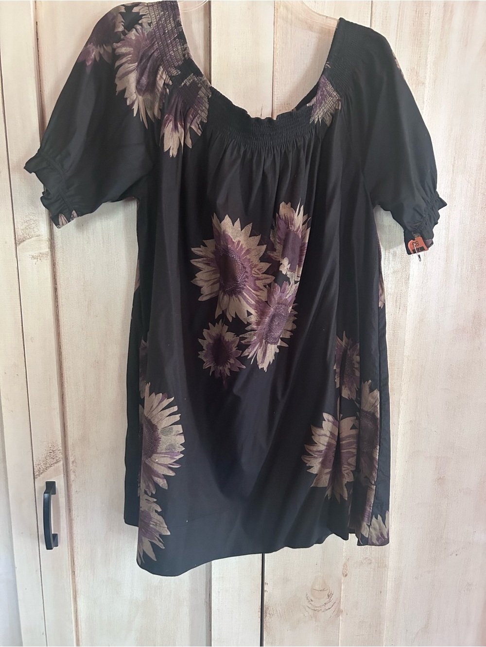Free People Clementine Floral Mini Dress with Purple-Cream Sunflowers